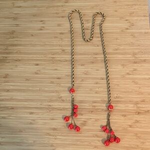 Elegant Gold and Red Beaded Necklace